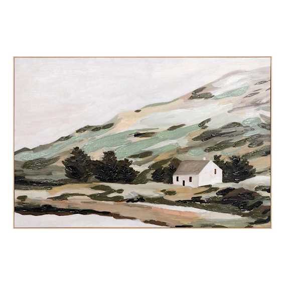 Sheltered Cottage Green Box Framed Canvas in 150 x 100cm