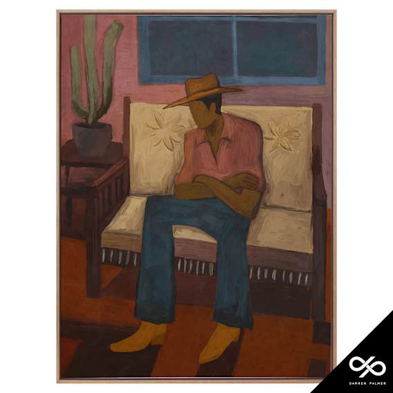Shade Box Framed Canvas in 123 x 163cm Oak Stain