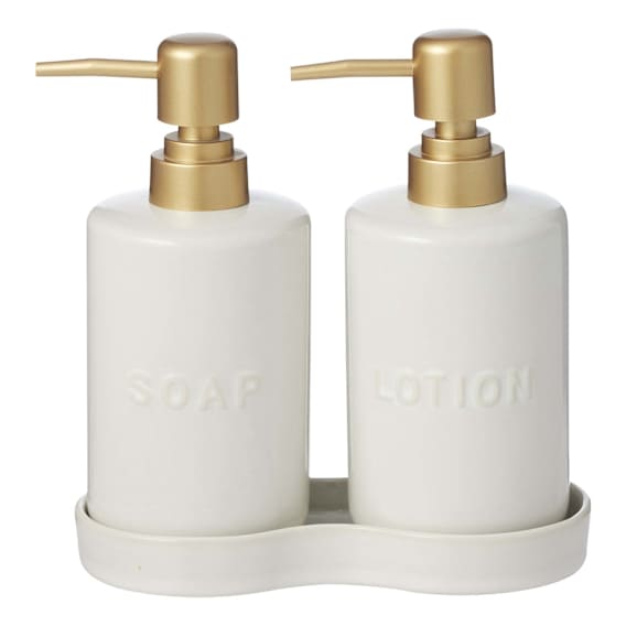 Smythe Dispenser with Tray 17.5x17.5cm in Ivory