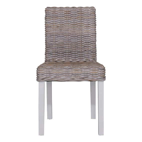 Sorrento Dining Chair in Rattan Whitewash / White