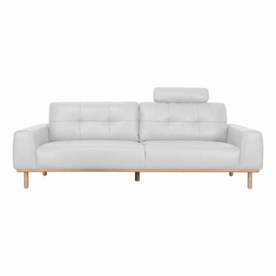 Stratton 3.5 Seater Sofa in Warmth Leather Light Grey