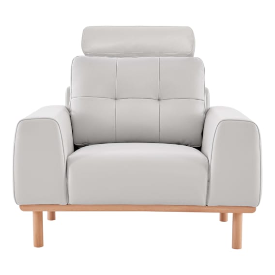 Stratton Armchair in Warmth Leather Light Grey