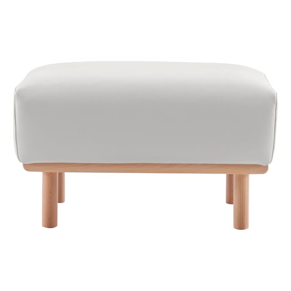 Stratton Footstool in Warmth Leather Light Grey
