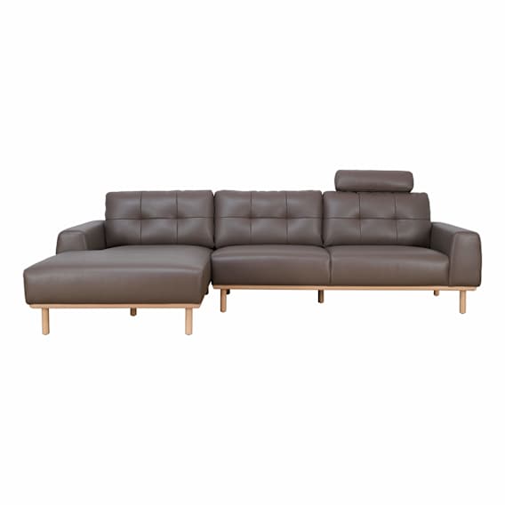 Stratton 3 Seater Sofa + Chaise LHF in Warmth Leather in Chocolate