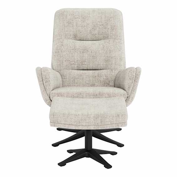 Sutton Recliner Chair + Ottoman in Juto Beige / Black
