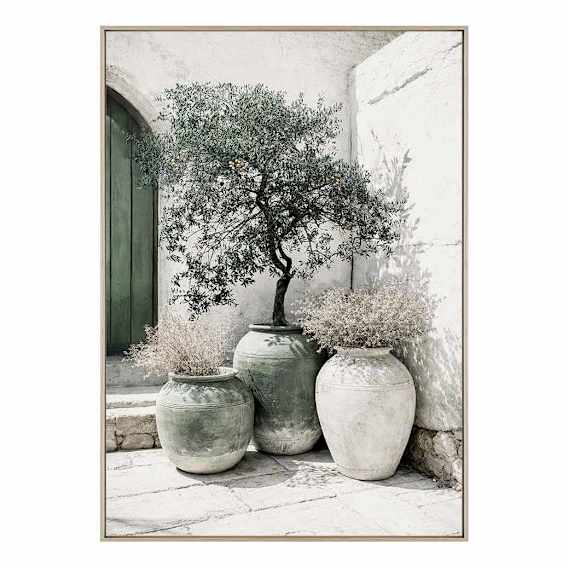 Sunlit Vessels Box Framed Canvas in 61 x 84cm Natural