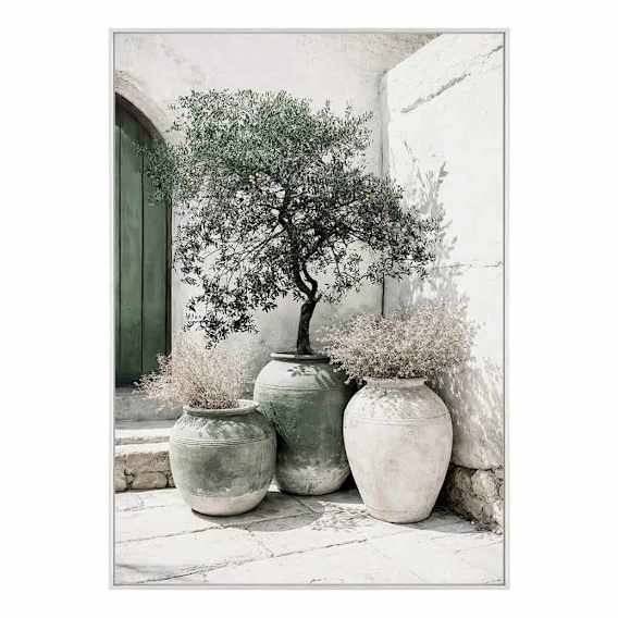 Sunlit Vessels Box Framed Canvas in 61 x 84cm White