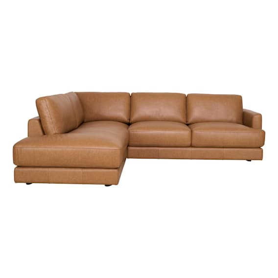 Temple Corner Chaise Sofa LHF in Urbane Leather Light Brown