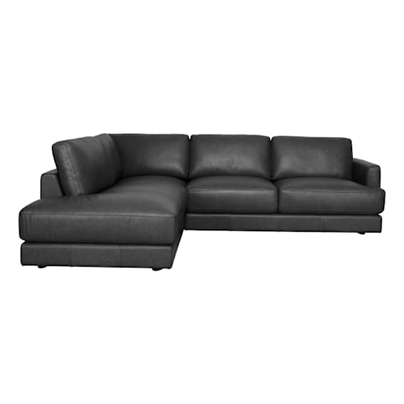 Temple Corner Chaise LHF in Leather Black