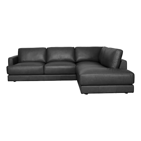 Temple Corner Chaise RHF in Ultra Leather Black