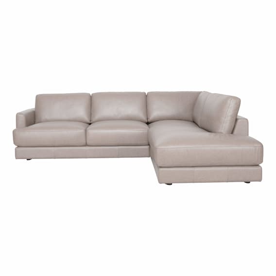 Temple Corner Chaise RHF in Leather Light Mocha