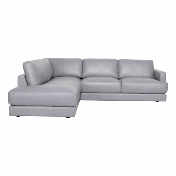 Temple Corner Chaise LHF in Leather Pewter