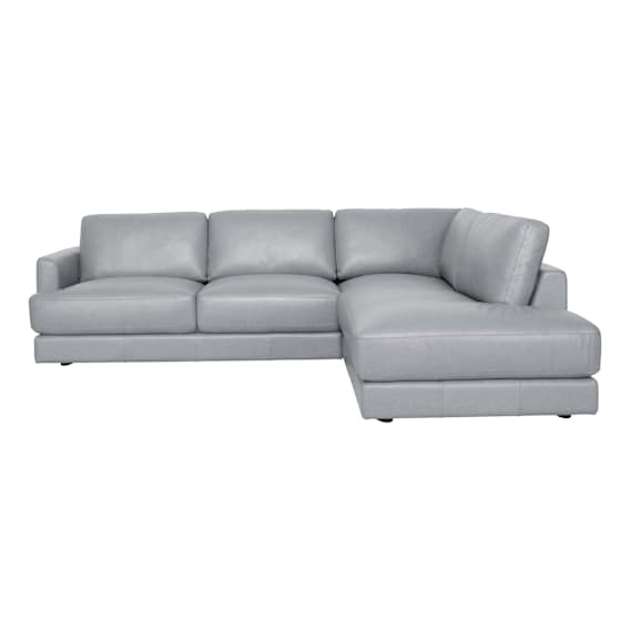 Temple Corner Chaise RHF in Leather Pewter