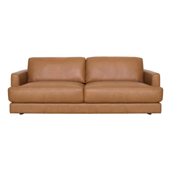 Temple 3 Seater Sofa in Urbane Leather Light Brown