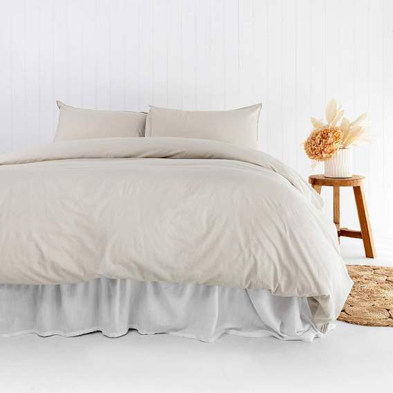 Temple Organic Quilt Cover Set Double in Pebble