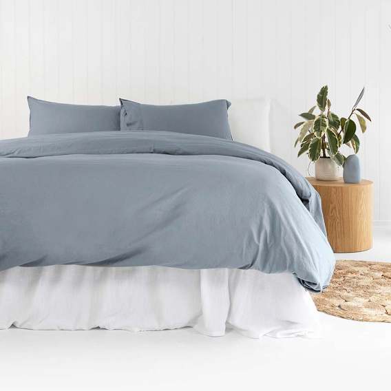 Temple Organic Quilt Cover Set King in Steel Blue