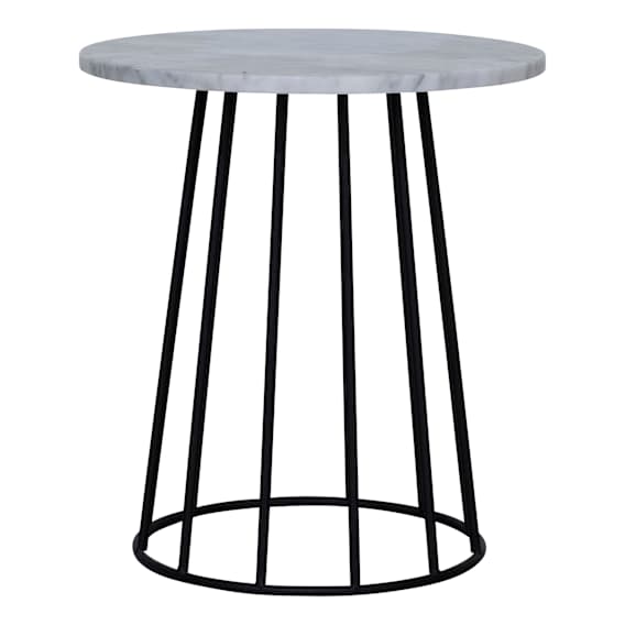 Trenton Round Low Side Table 40 x 44cm in White Marble