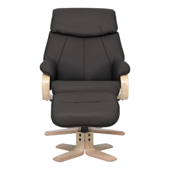 Turner Recliner Chair + Ottoman in Black / Natural Leg