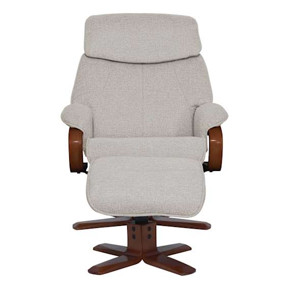 Turner Recliner Chair + Ottoman in PU Camel / Chocolate Leg