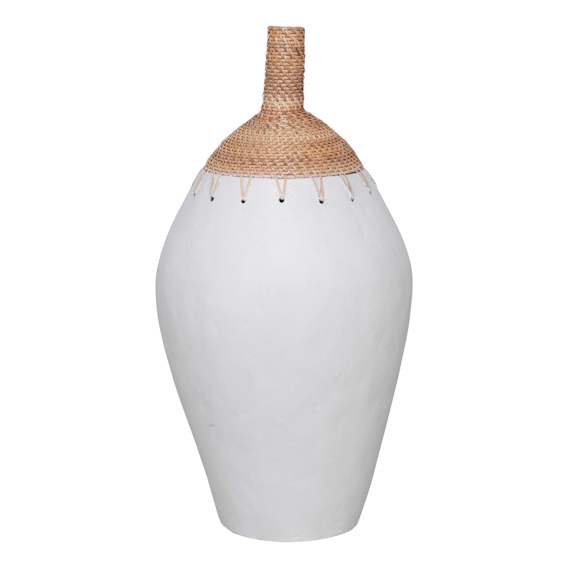 Two Tone Vesesel Large 25x50cm in Matte White