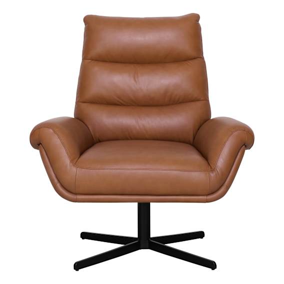 Vincent Swivel Chair in Jersey Leather Camel / Black