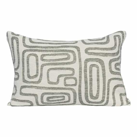 Wander Feather Fill Cushion 60x40cm in White / Pistachio