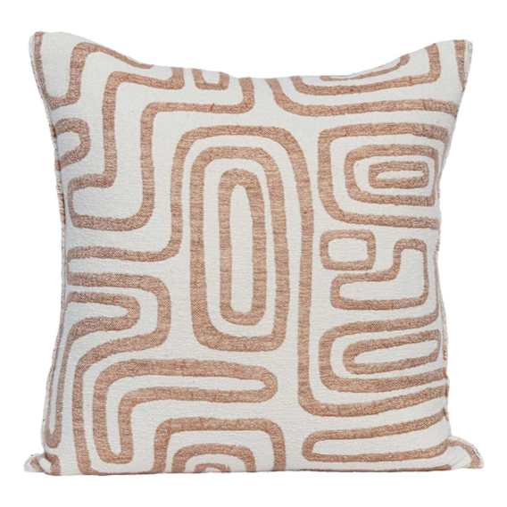 Wander Feather Fill Cushion 50x50cm in White / Nutmeg