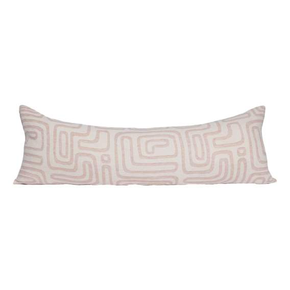 Wander Feather Fill Lumbar Cushion 120x40cm in White / Soft Musk