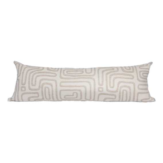 Wander Feather Fill Lumbar Cushion 120x40cm in White / Natural