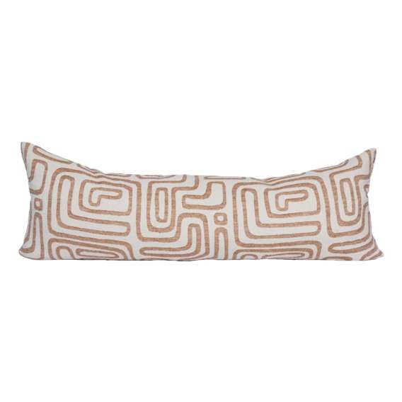 Wander Feather Fill Lumbar Cushion 120x40cm in White / Nutmeg