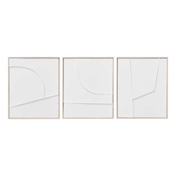White Shapes Set of 3 Box Framed Canvas in 50 x 60cm