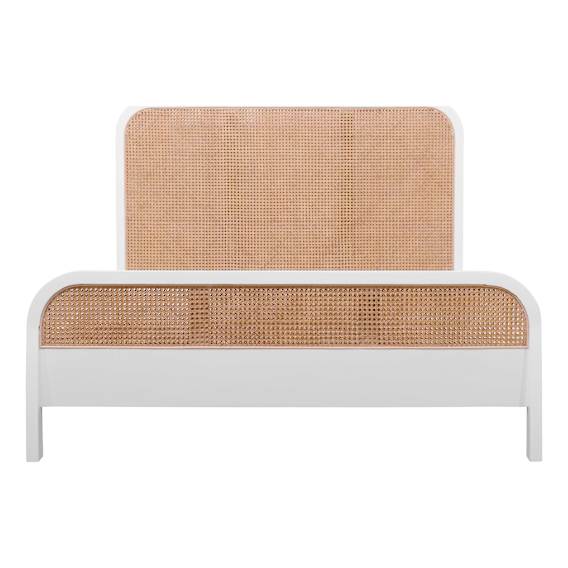 Willow Queen Bed Frame in Mangowood White / Rattan