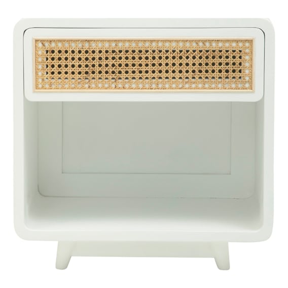Willow Bedside Table 60cm Mangowood White / Rattan