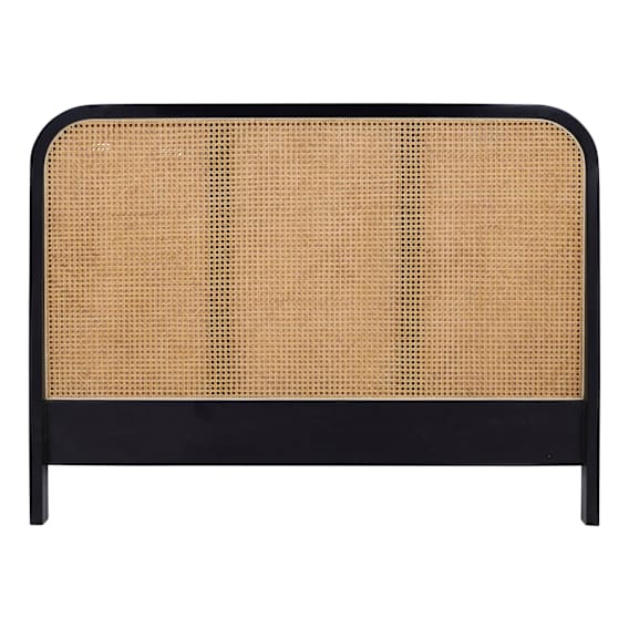 Willow Queen Bed Head in Mangowood Black / Rattan