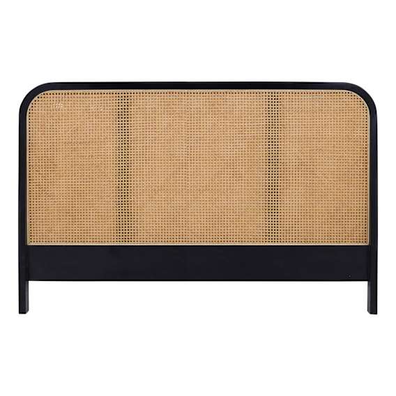 Willow King Bed Head in Mangowood Black / Rattan