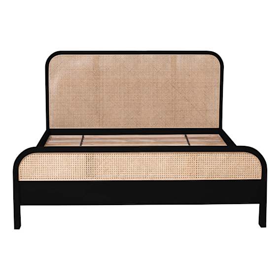 Willow King Bed Frame in Mangowood Black / Rattan