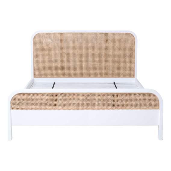 Willow King Bed Frame in Mangowood White / Rattan