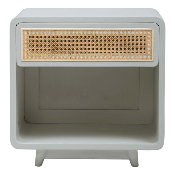 Willow Bedside Table in Mangowood Grey / Rattan