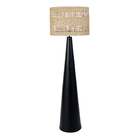 Woven Seagrass Floor Lamp 50x153cm in Black