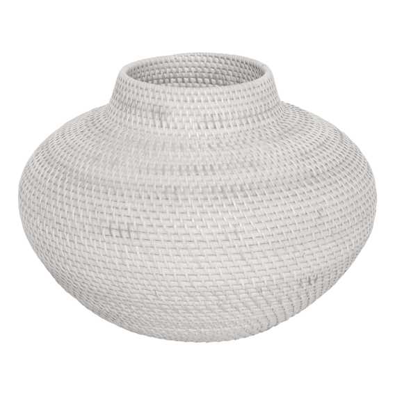 Woven Decorative Basket Low 35x26cm in White