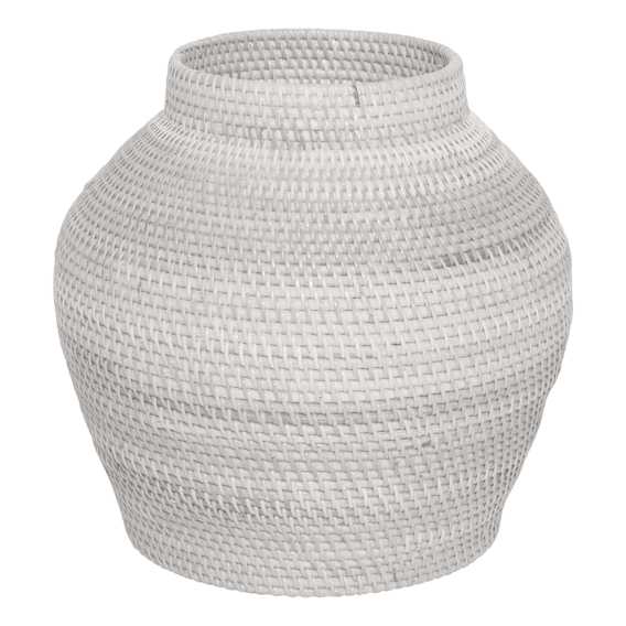 Woven Decorative Basket High 34x33cm in White