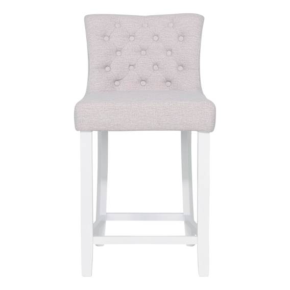 Xavier Bar Chair in Beige Fabric / White