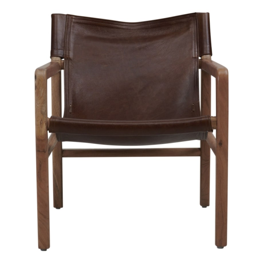 Hamilton Sling Chair in Acacia/Fountain Leather | OZ Design Furniture