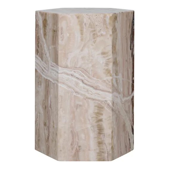 Ada Hexagon Side Table 30x50cm in Sandy Beige Marble