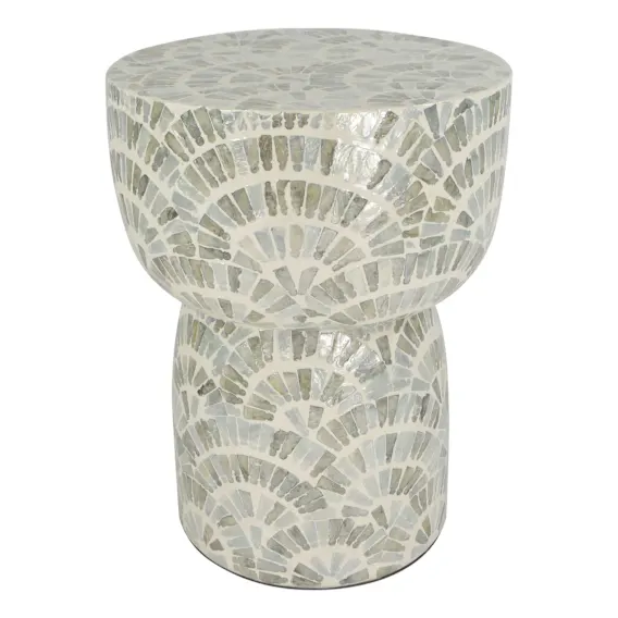 Aria Capiz Stool 35x45cm in Blue/Cream