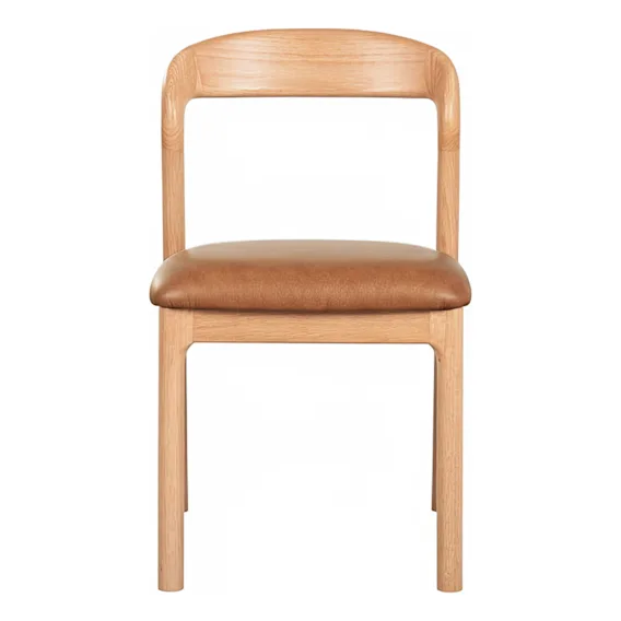 Aruba Dining Chair in Urbane Leather Light Brown / Clear Lacquer