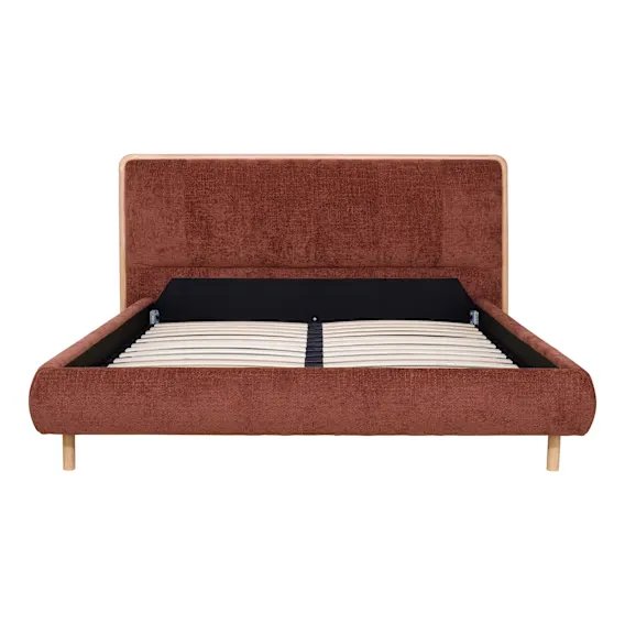 Aubrey King Bed Frame in Lila Rust / Oak