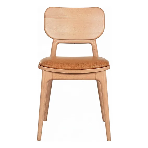 Austin Dining Chair in Urbane Leather Light Brown / Clear Lacquer