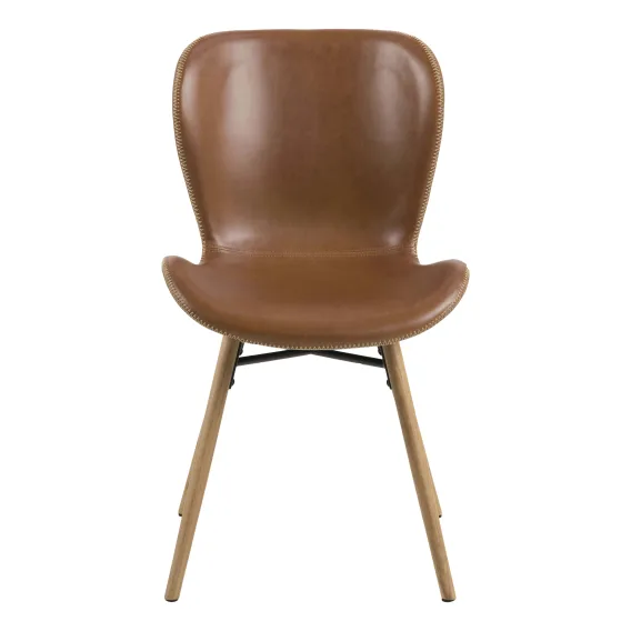 Batilda Dining Chair in Brandy PU / Oak Leg