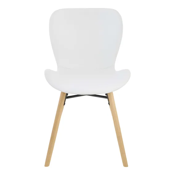 Batilda Dining Chair in White PU / Oak Leg